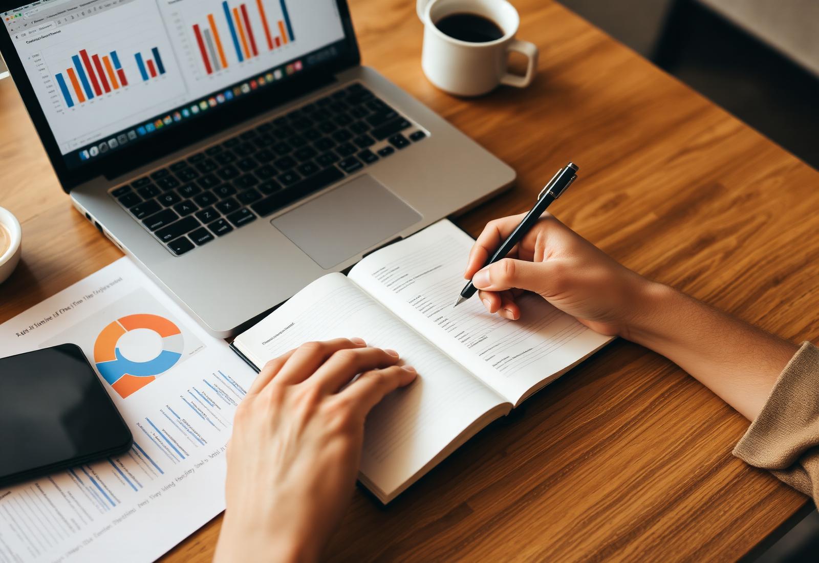 Detailed financial planning session with charts and notes